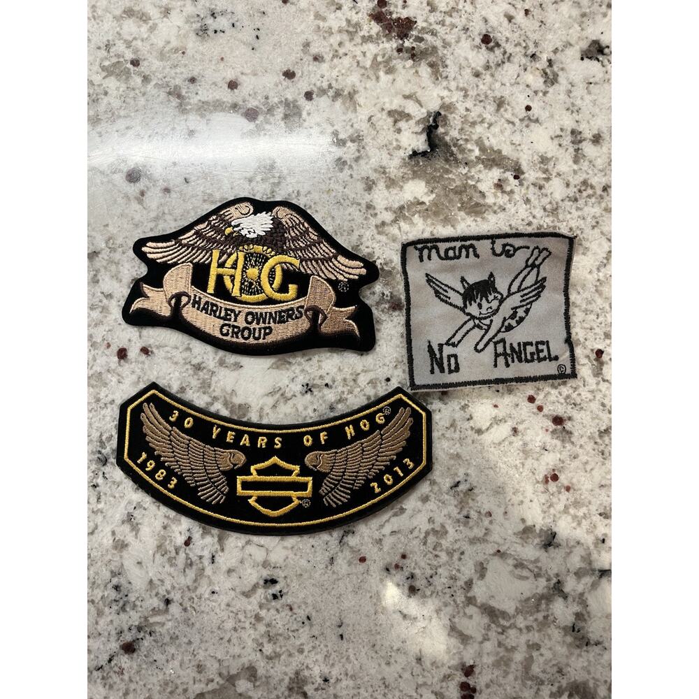 Lot Of 3 Vintage Harley Davidson Patches HOG Harley Owners Group No Angel Biker